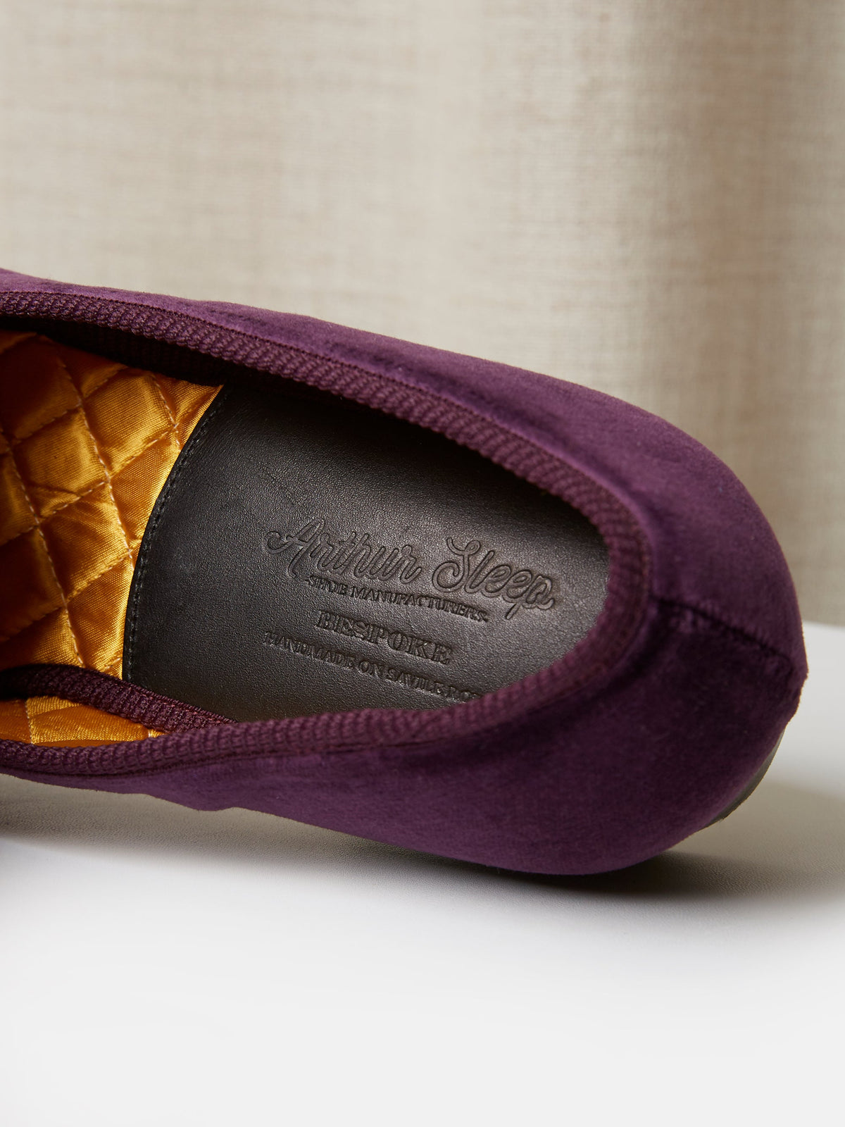 Albert Slipper in Purple Velvet with Hand-Embroidered Monogram, view 3