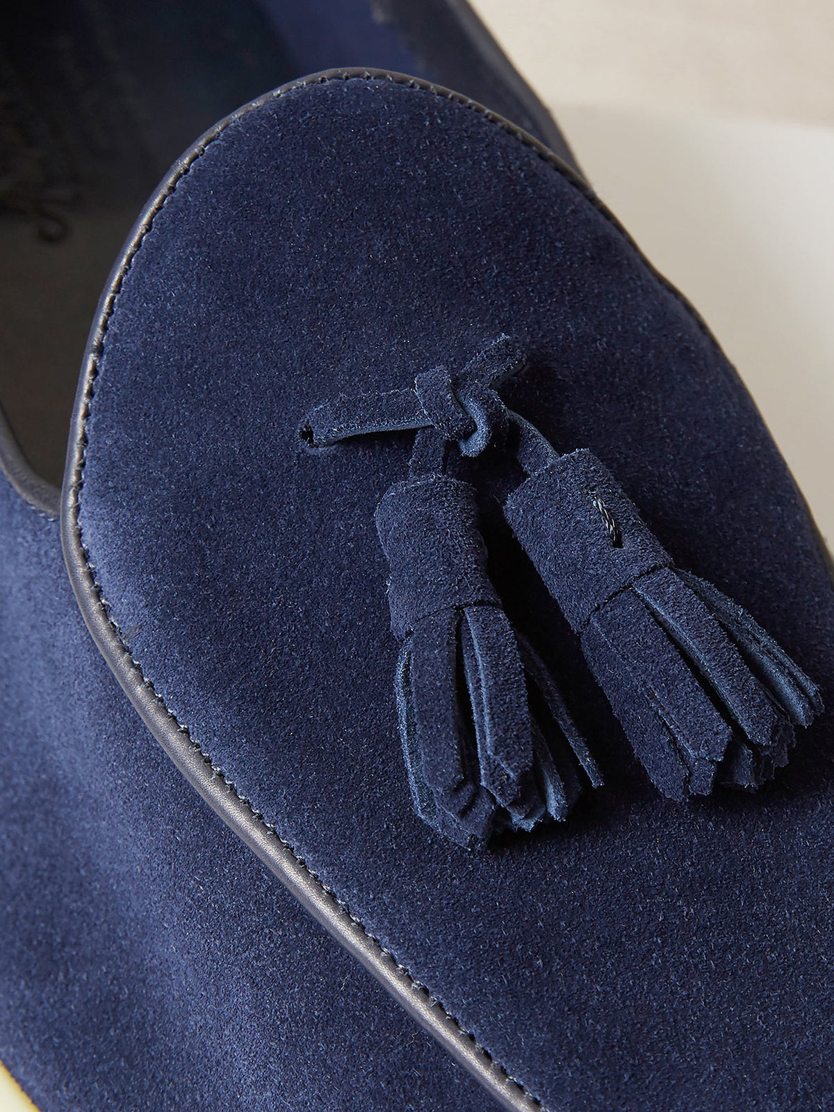 Belgian Loafer in Unlined Navy Suede, view 4
