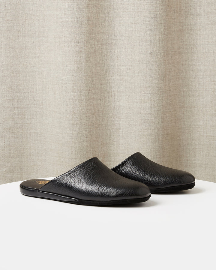 Globetrotter Glide Mule in Black deer leather