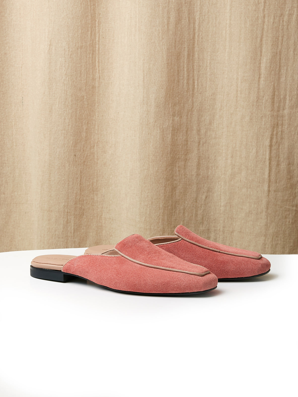 Belgian Mule in Coral Pink Suede, view 1