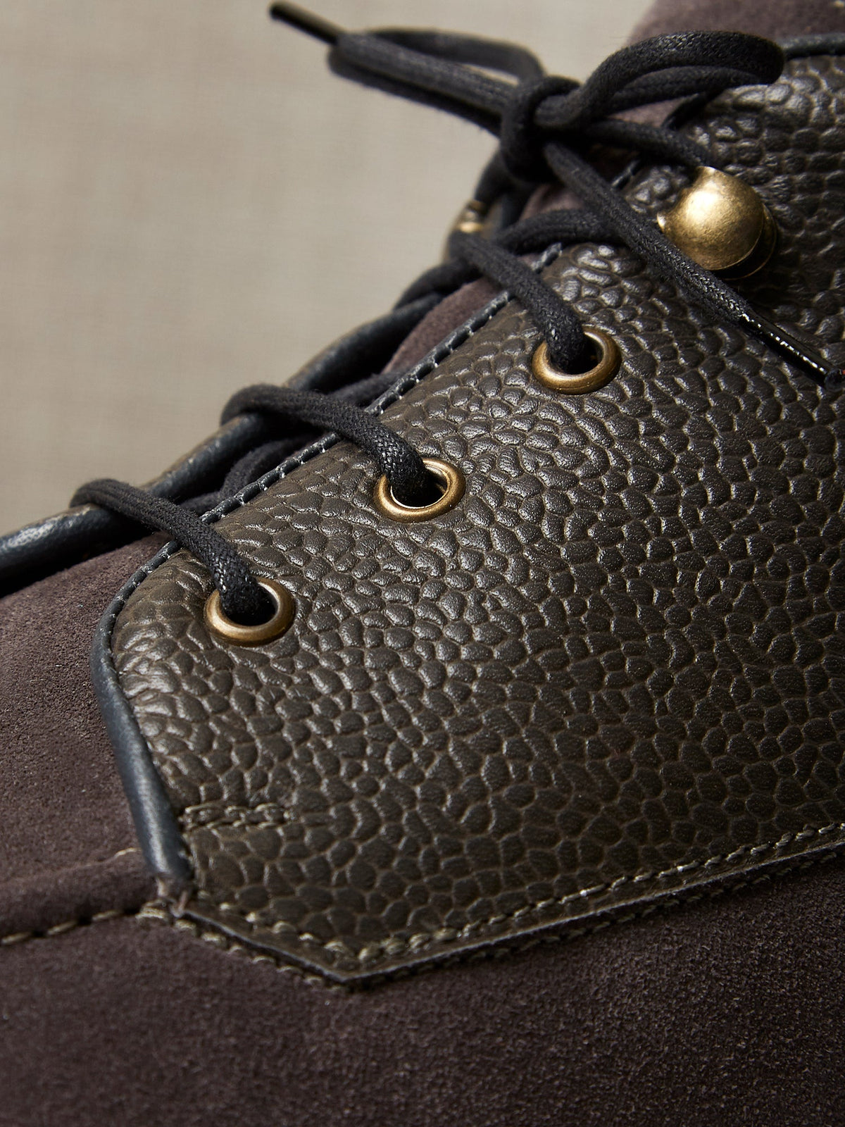 The Engadin Boot in Slate Full-Grain Leather & Suede with Fur Lining, view 3