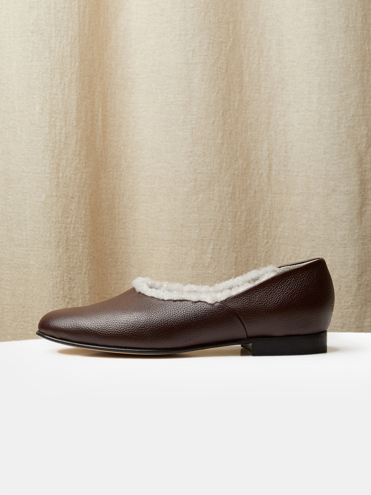 The Castro Loafer in Brown Leather with Shearling, view 2