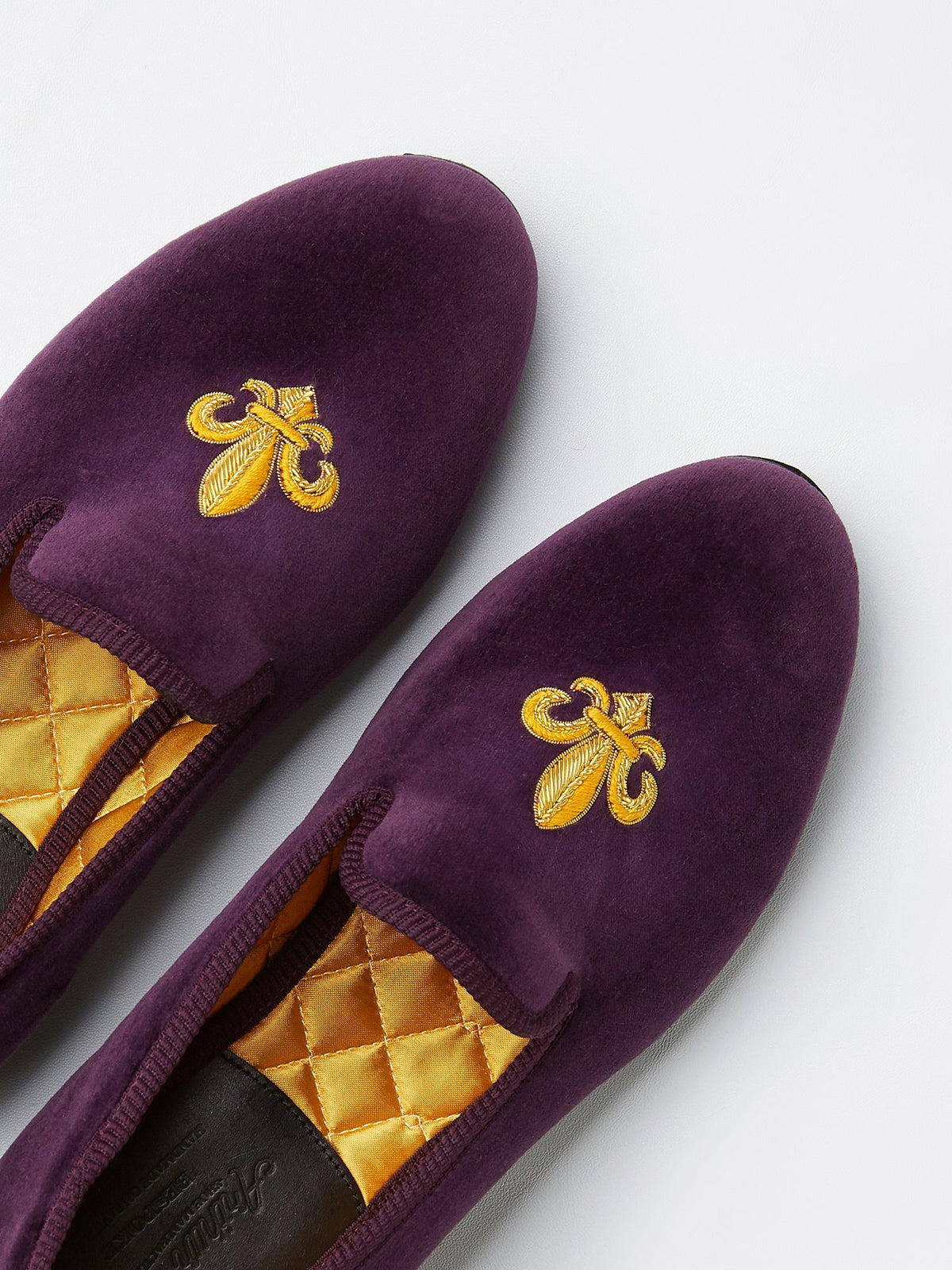 Albert Slipper Hand Embroidered in Deep Purple Velvet, view 3
