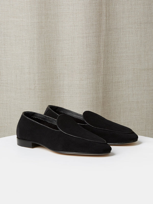 Belgian Loafer in Black Suede