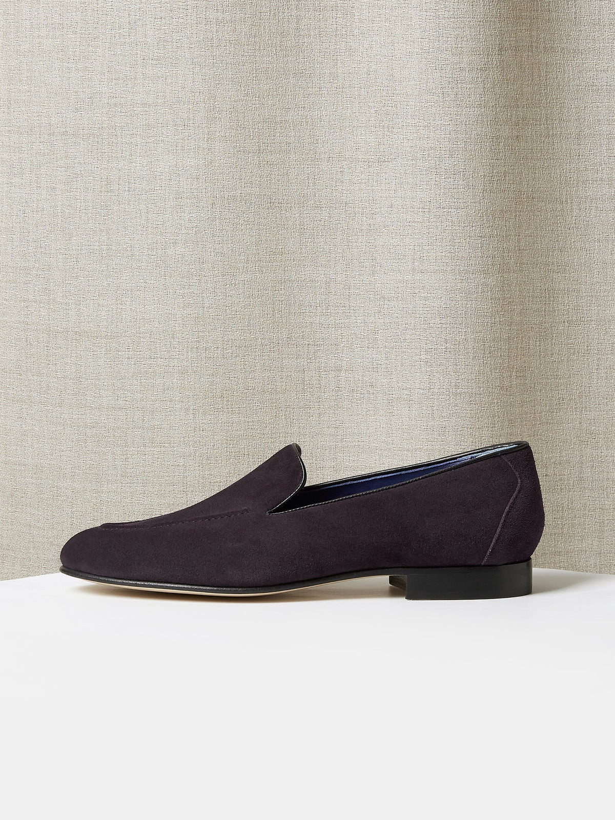 Pintuck Loafer in Deep Purple Suede, view 2