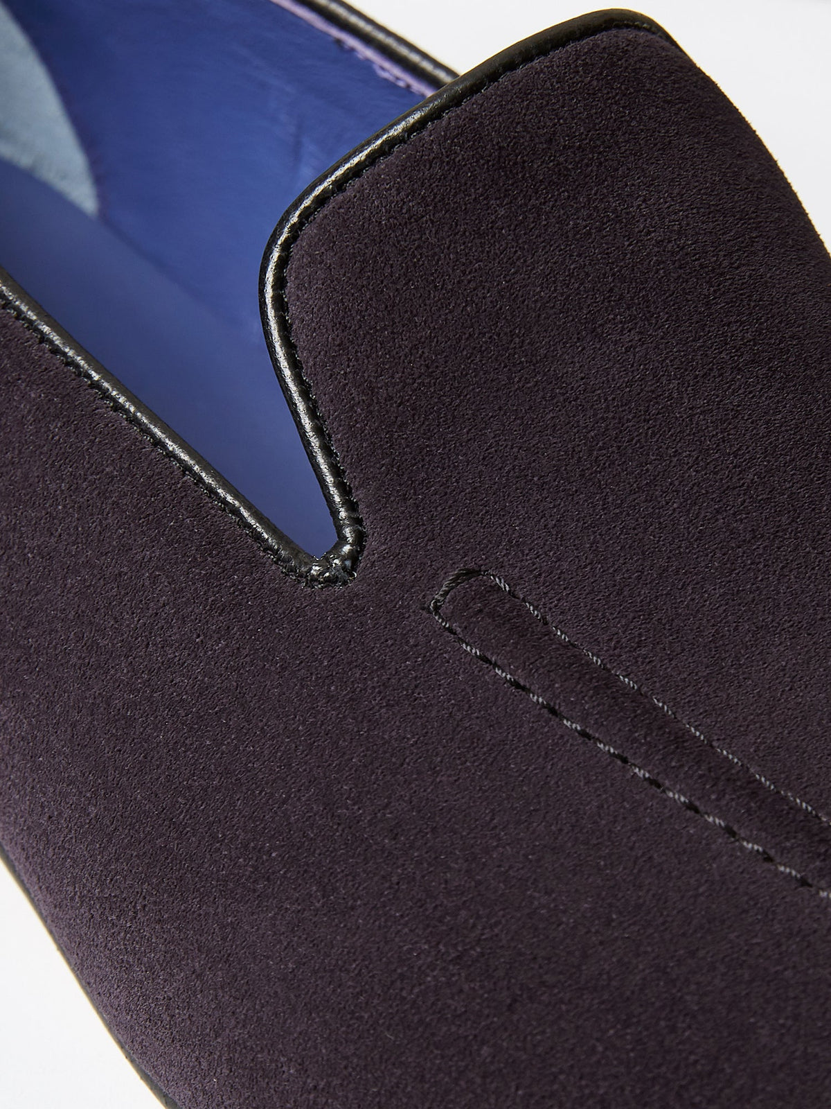 Pintuck Loafer in Deep Purple Suede, view 5