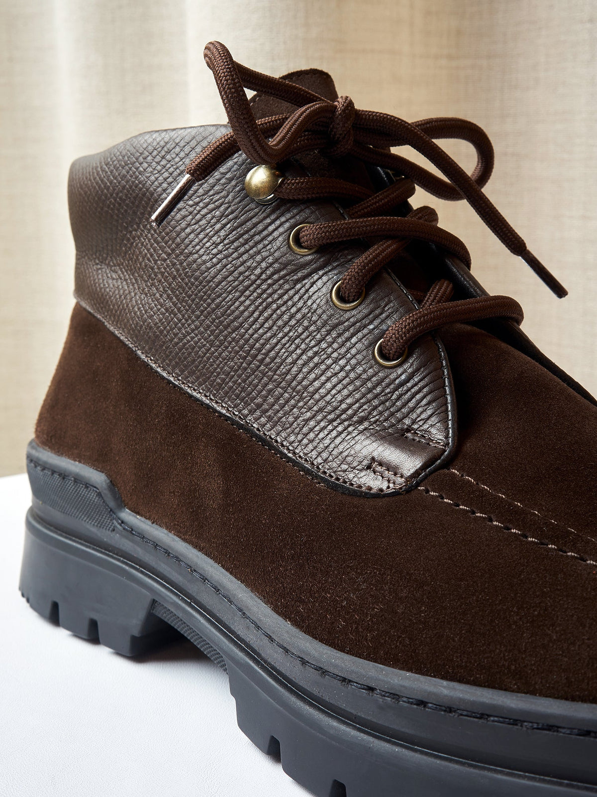 The Engadin Boot in Dark Brown Full-Grain Leather & Suede, view 3