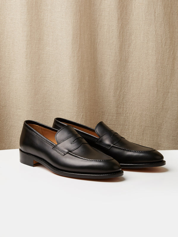 Goodyear Welted Black Leather Penny Loafer