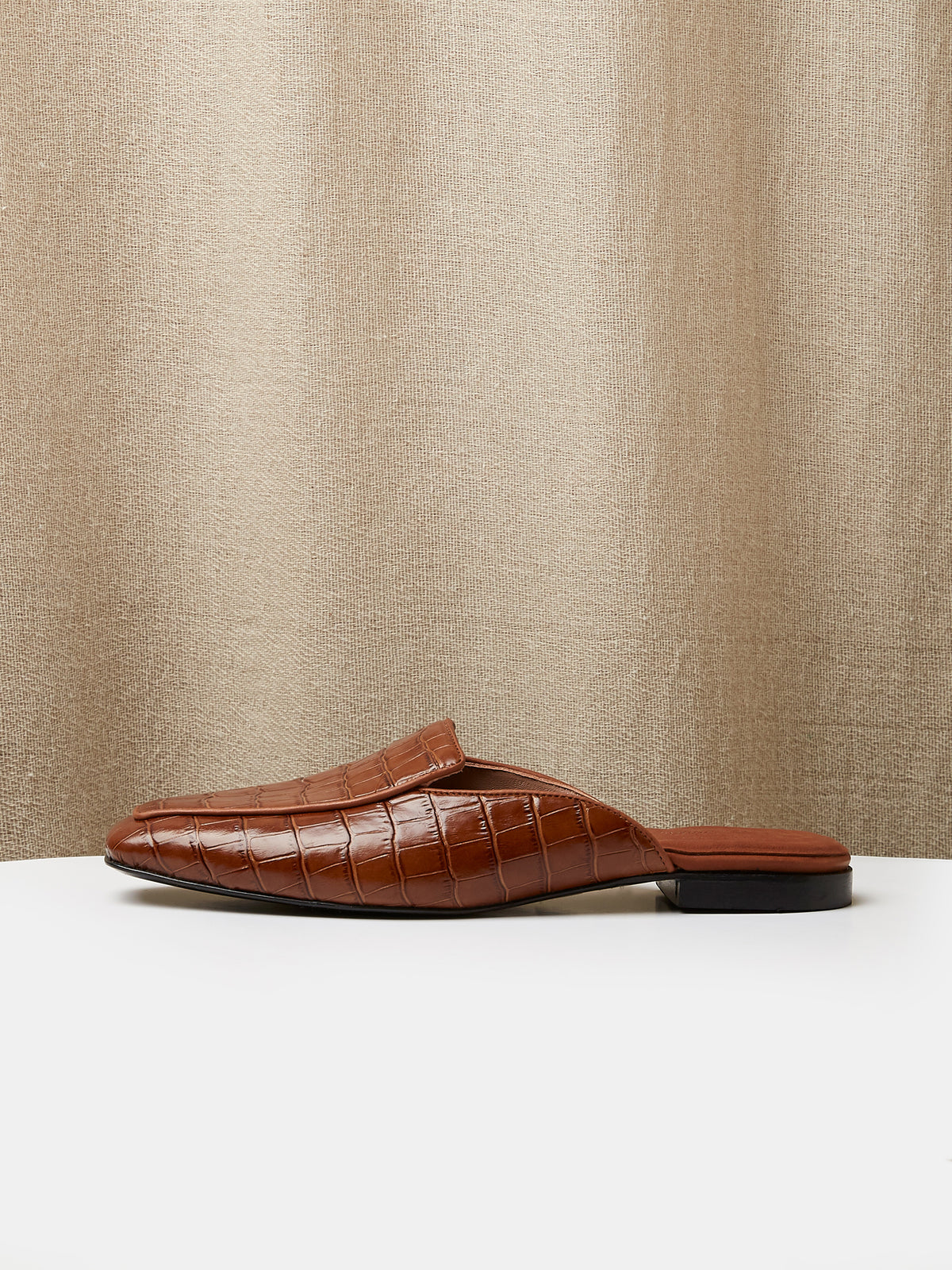 Belgian Mule in Brown Embossed Crocodile, view 2
