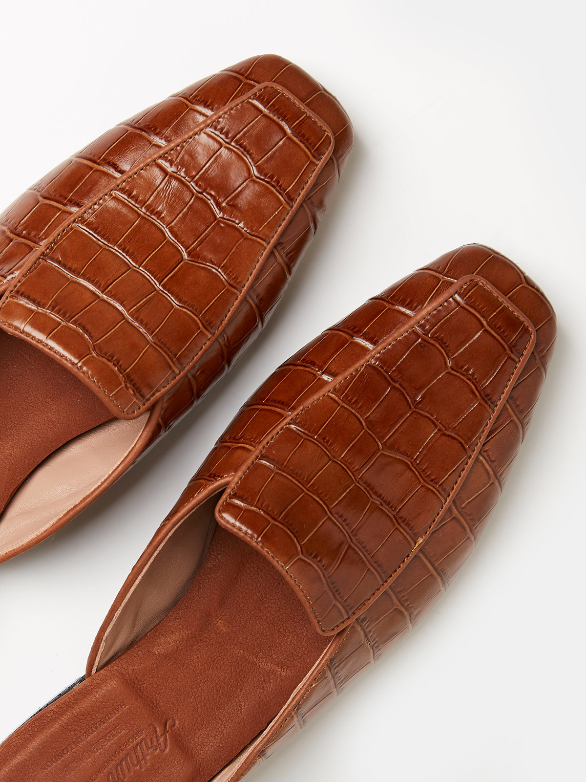 Belgian Mule in Brown Embossed Crocodile, view 3