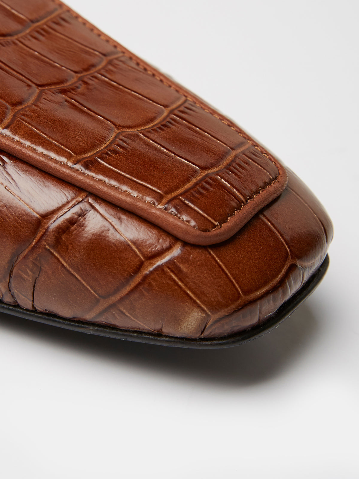 Belgian Mule in Brown Embossed Crocodile, view 5