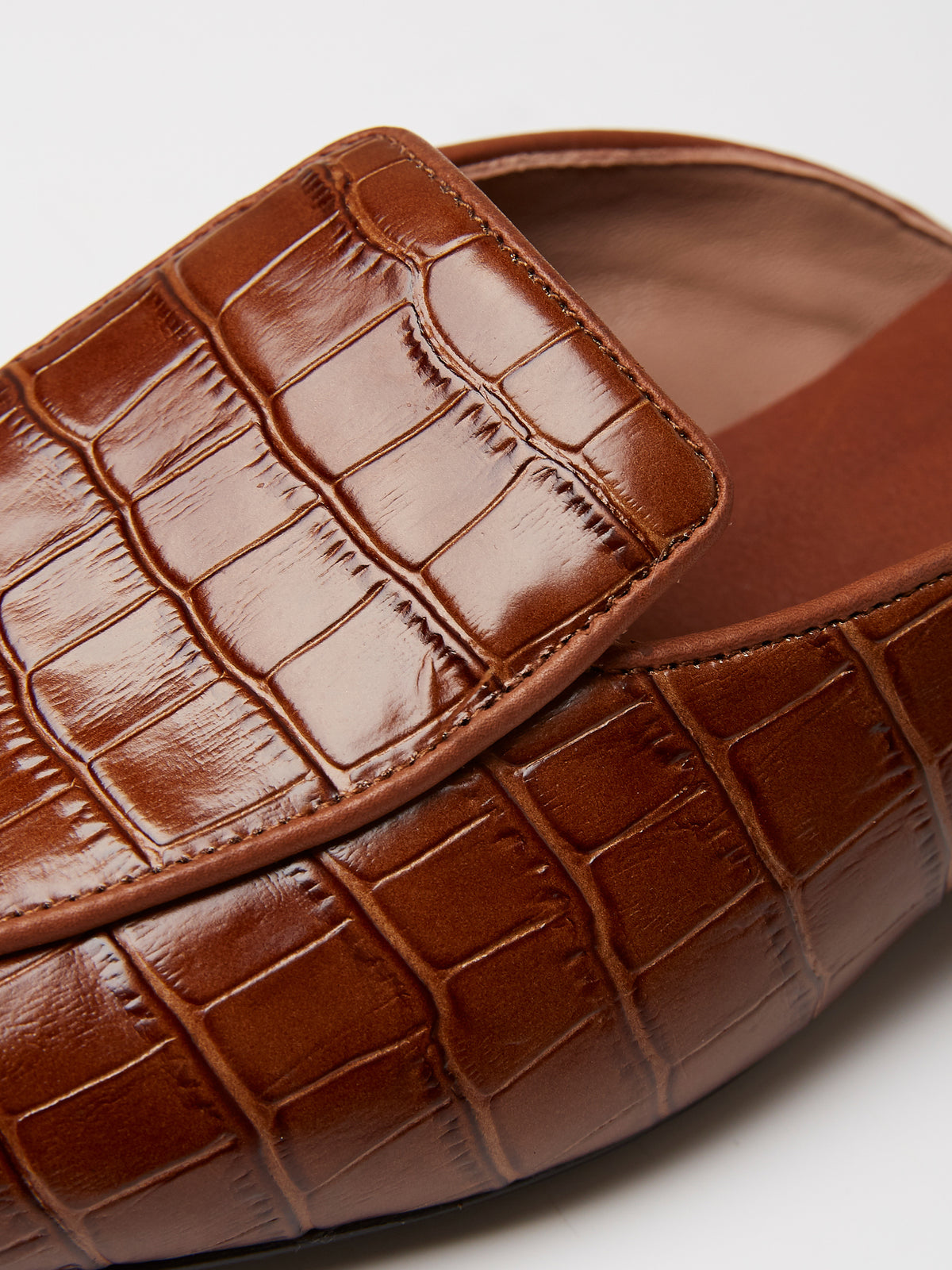 Belgian Mule in Brown Embossed Crocodile, view 6