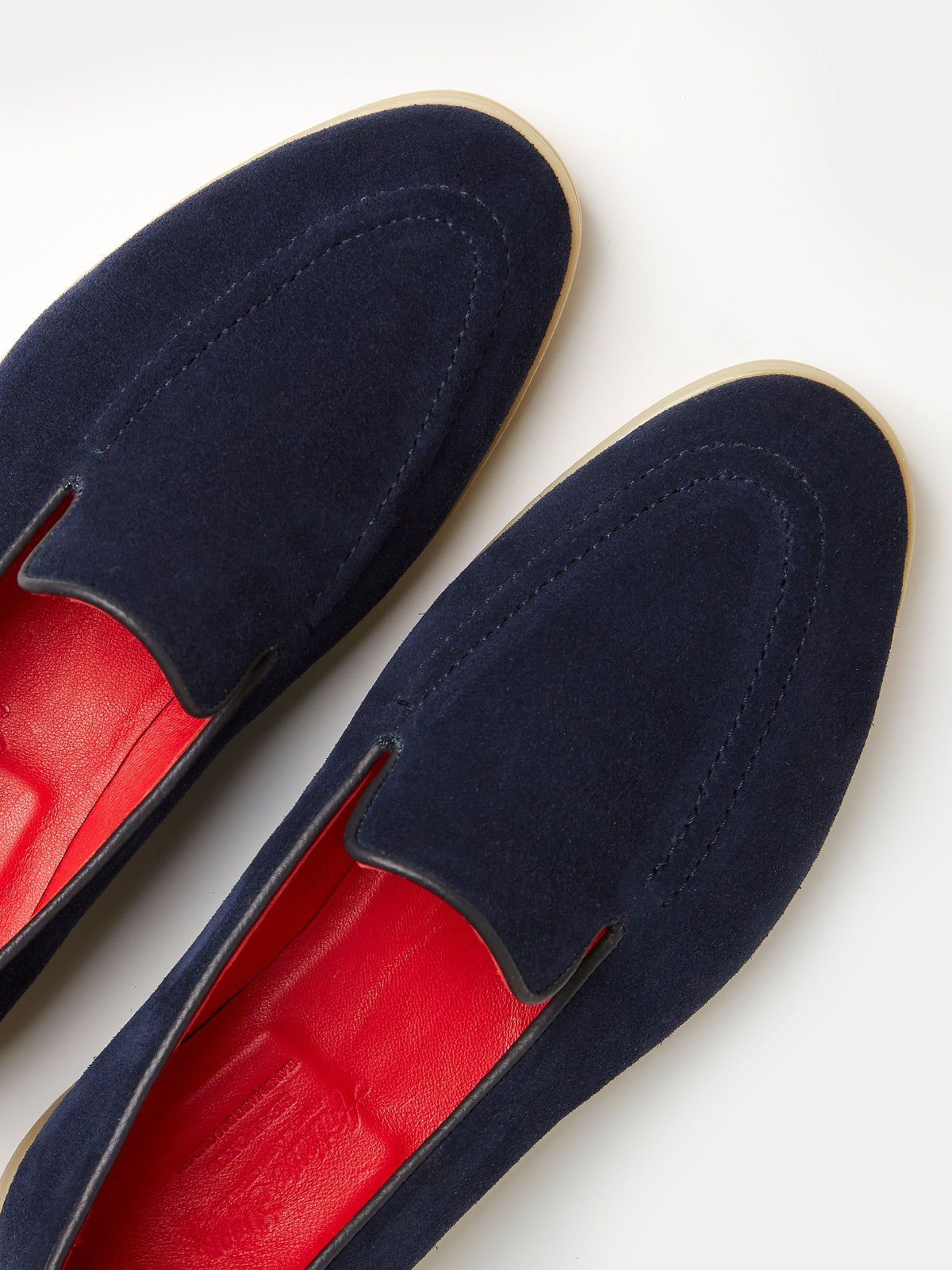 Pintuck Loafer in Navy Suede, view 3