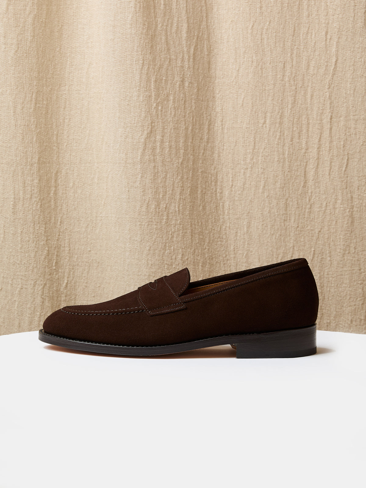 Goodyear Penny Loafer in Chocolate brown suede, view 2