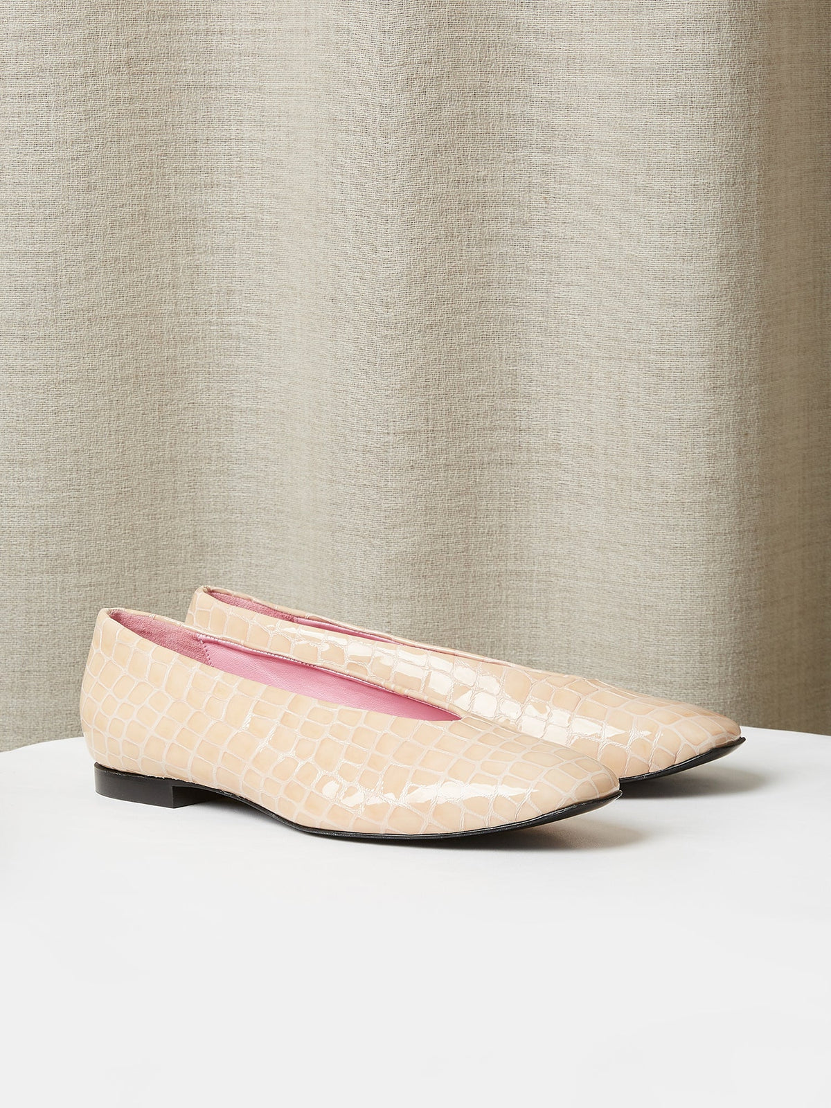 The Amarantos Loafer in Pale Pink Embossed Crocodile, view 1