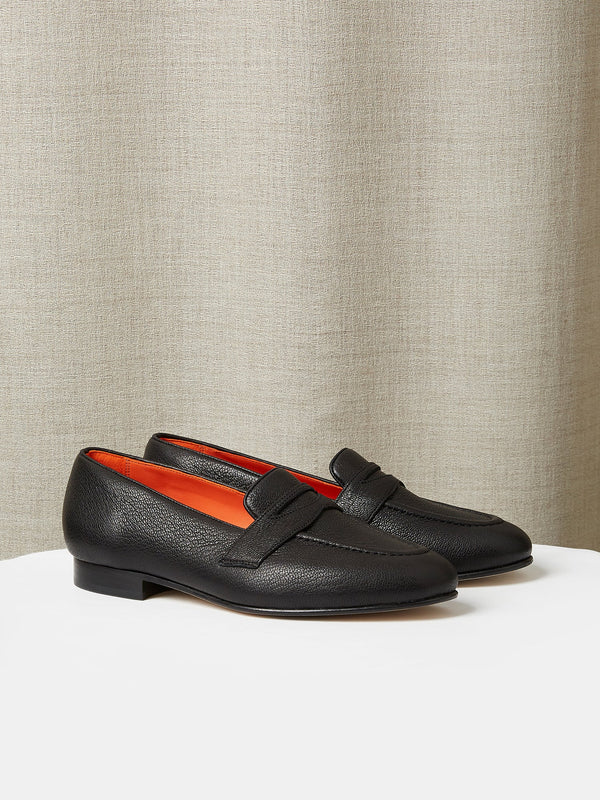 Penny Loafer in Black Deerskin