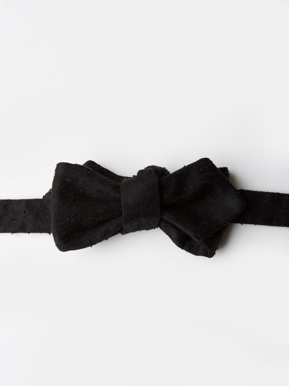 Diamond Point Bow Tie in Black Shantung Silk - Self Tie, view 1