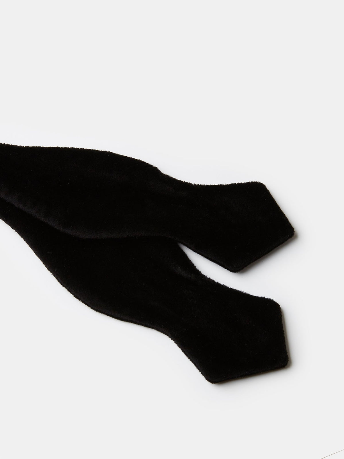 Diamond Point Bow Tie in Black Silk Velvet - Self Tie, view 2