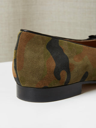Opera Pump in Green Camouflage Suede