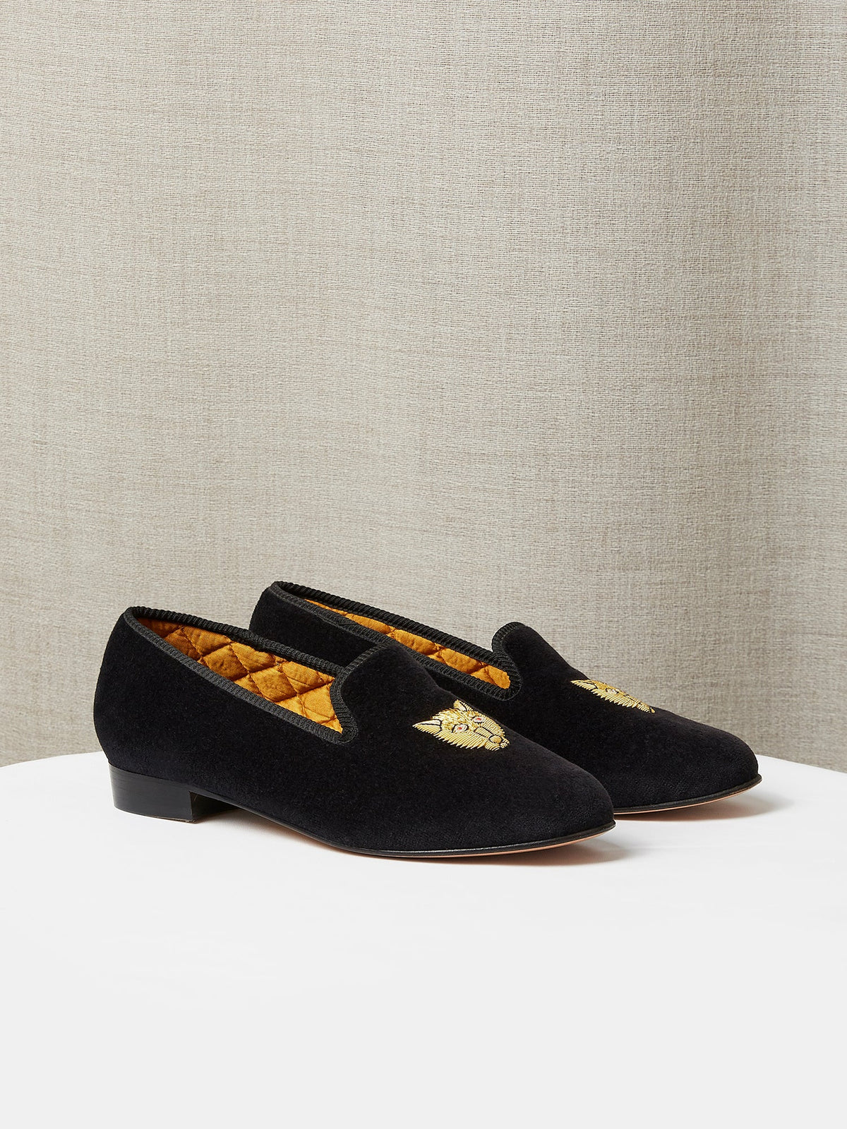 Albert Slipper Hand-Embroidered in Black Velvet, view 1