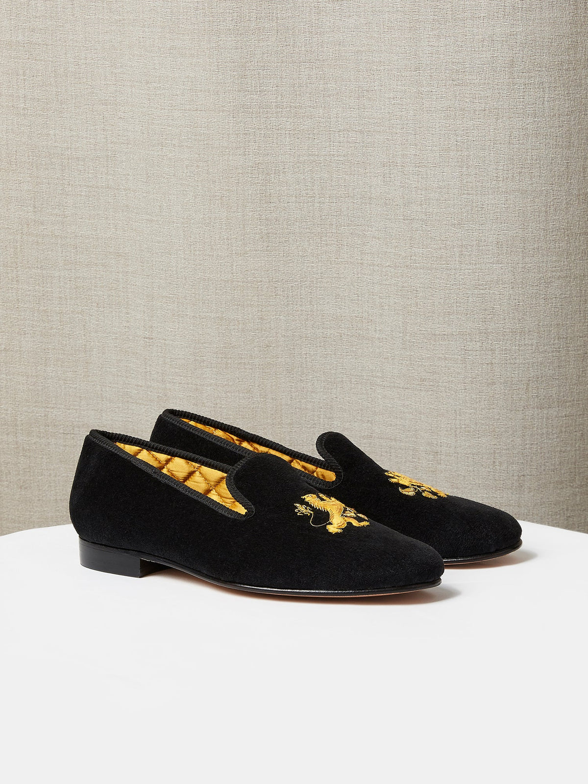 Albert Slipper Hand-Embroidered in Black Velvet, view 1