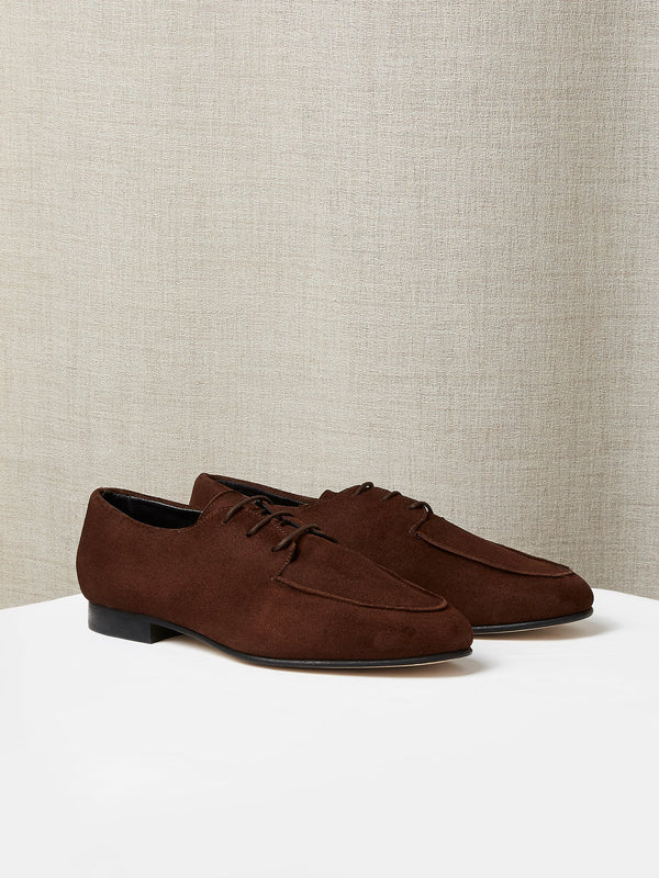 The Pablo in Chocolate Brown Suede with Leather Sole