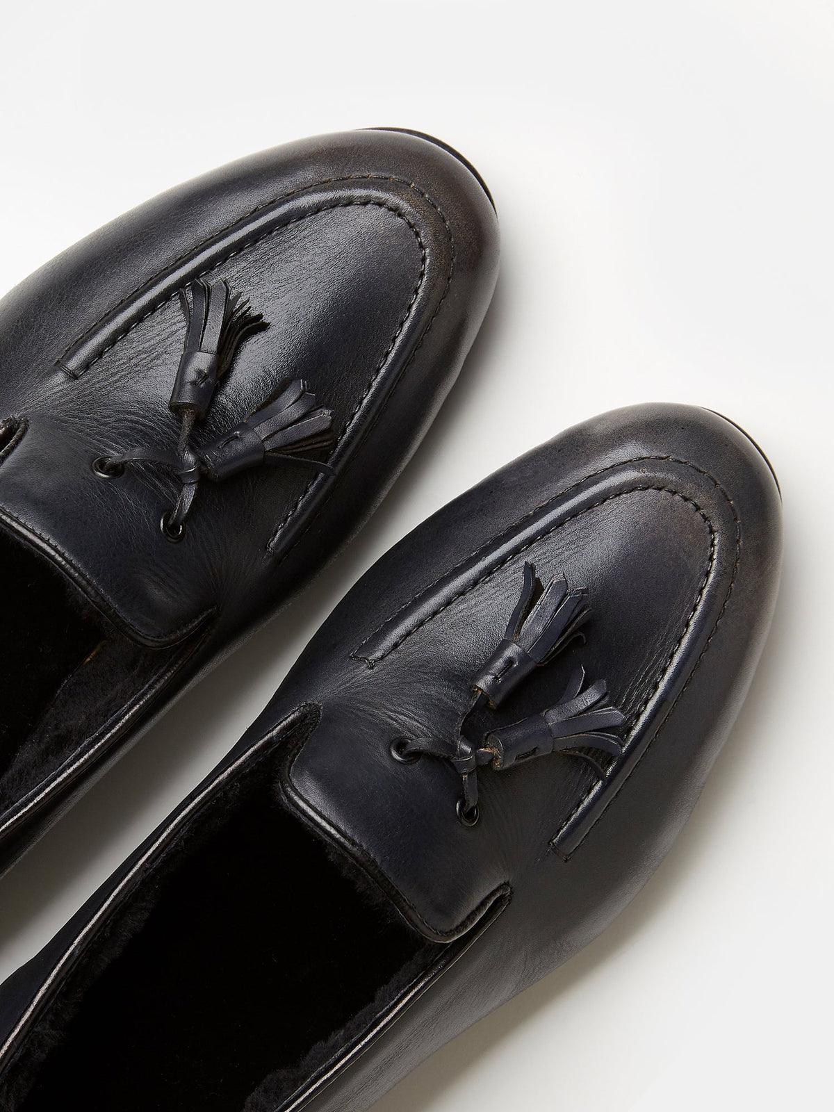 Tassel Loafer in Grey Hand-Painted Patina Leather, view 3