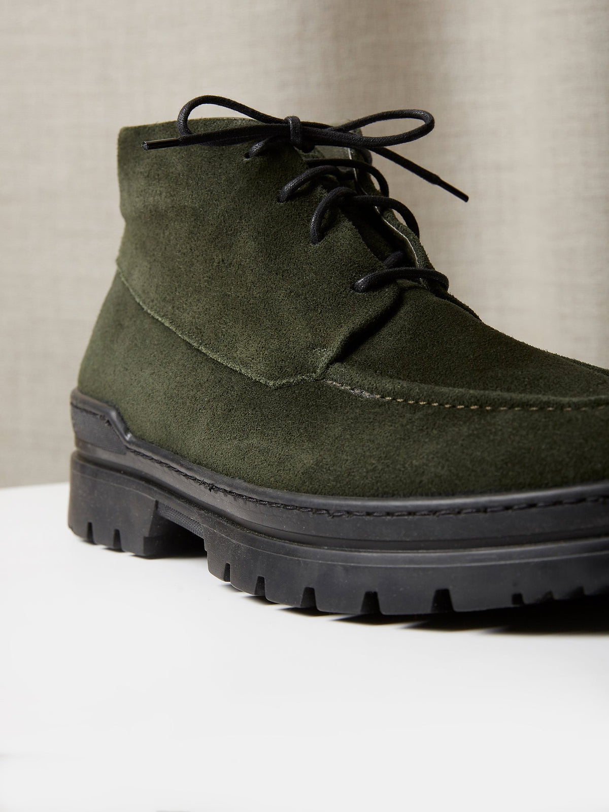 The Engadin Boot in Forest Green Suede with Fur Lining, view 3