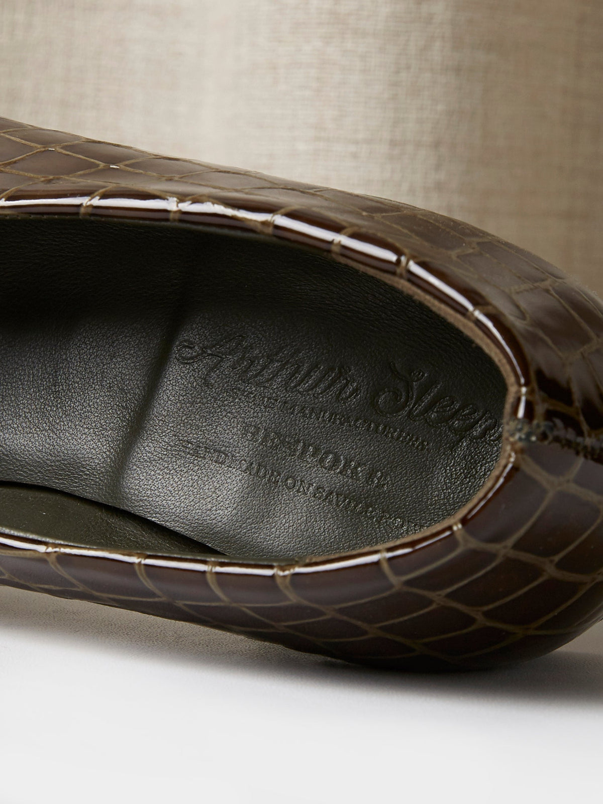 The Amarantos Loafer in Olive Embossed Crocodile, view 4
