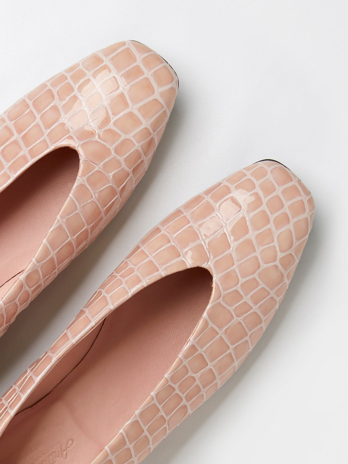 The Amarantos Loafer in Pale Pink Embossed Crocodile, view 3