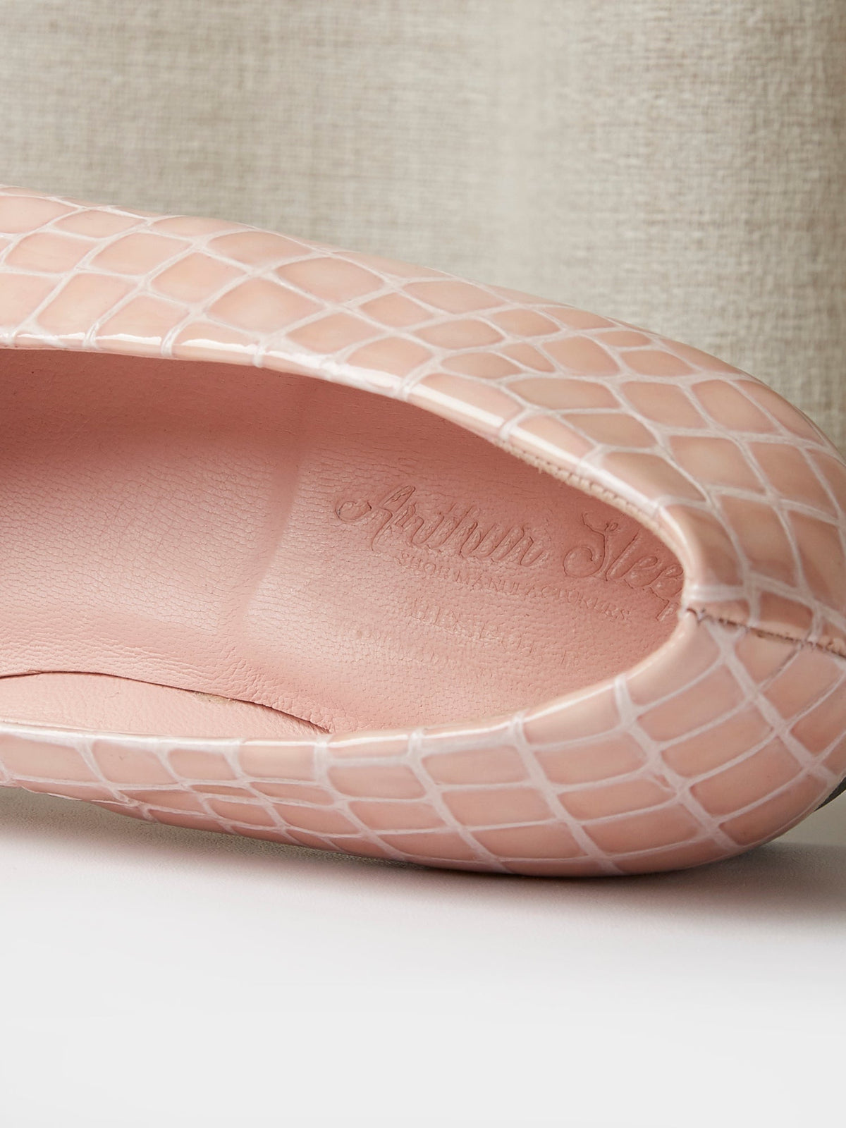 The Amarantos Loafer in Pale Pink Embossed Crocodile, view 4