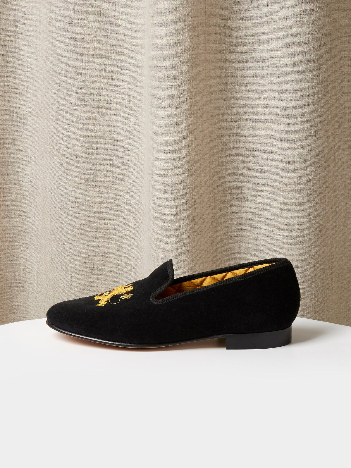 Albert Slipper Hand-Embroidered in Black Velvet, view 2
