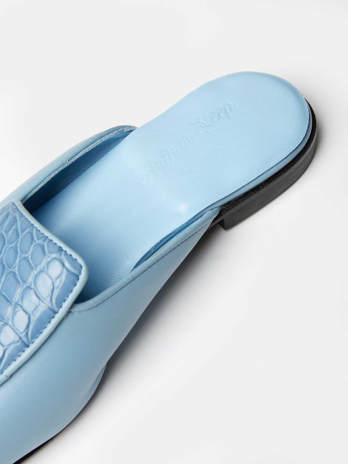 Belgian Mule in Blue Crocodile and Calf Leather, view 5