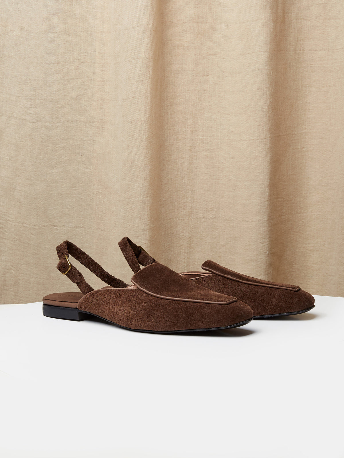 Slingback Mule in Chocolate Suede, view 1