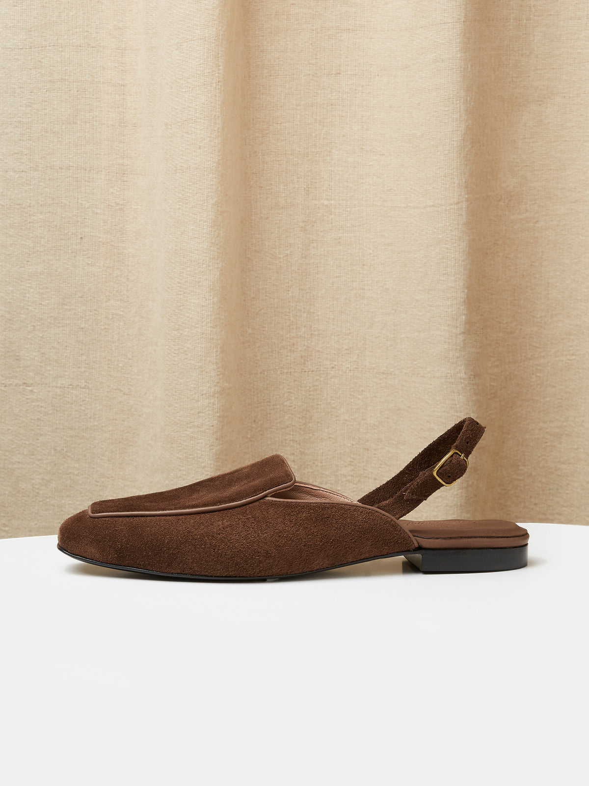 Slingback Mule in Chocolate Suede, view 2