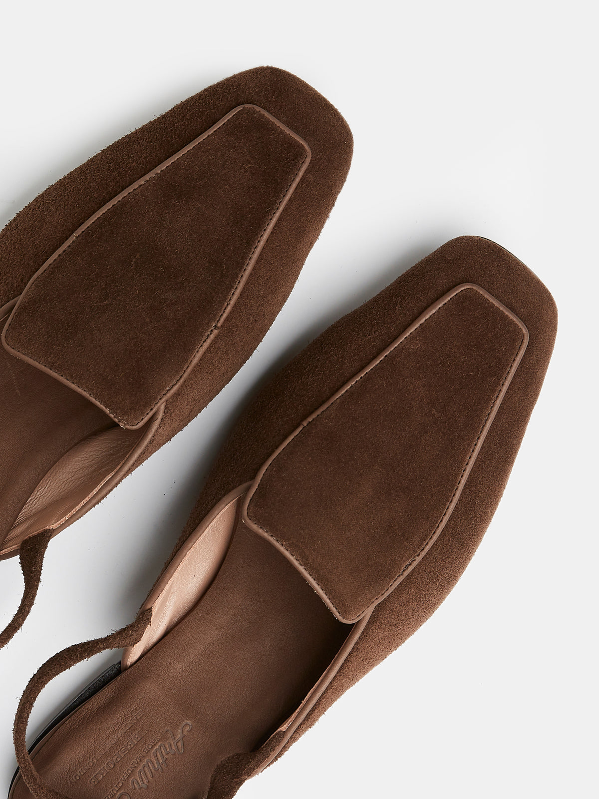 Slingback Mule in Chocolate Suede, view 3