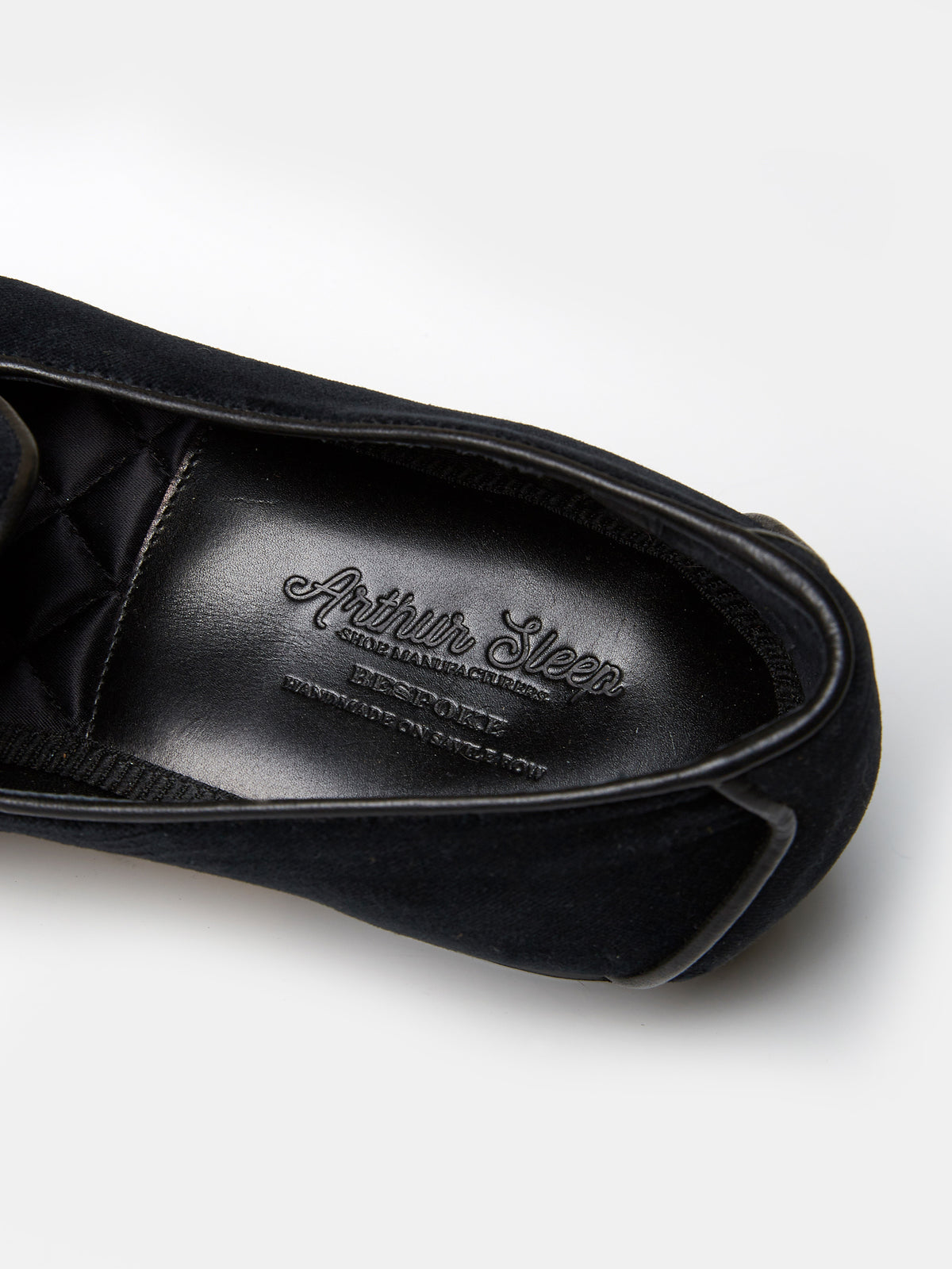 Belgian Loafer with Bow in Black Silk Velvet, view 6