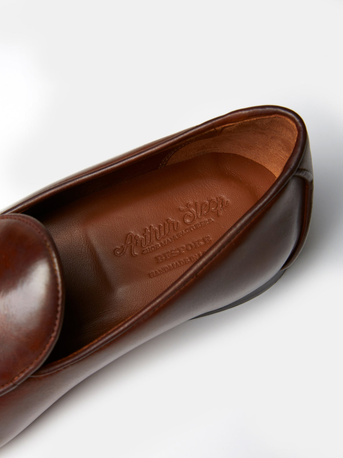 Belgian Loafer with Bow in Brown Patina Leather, view 6