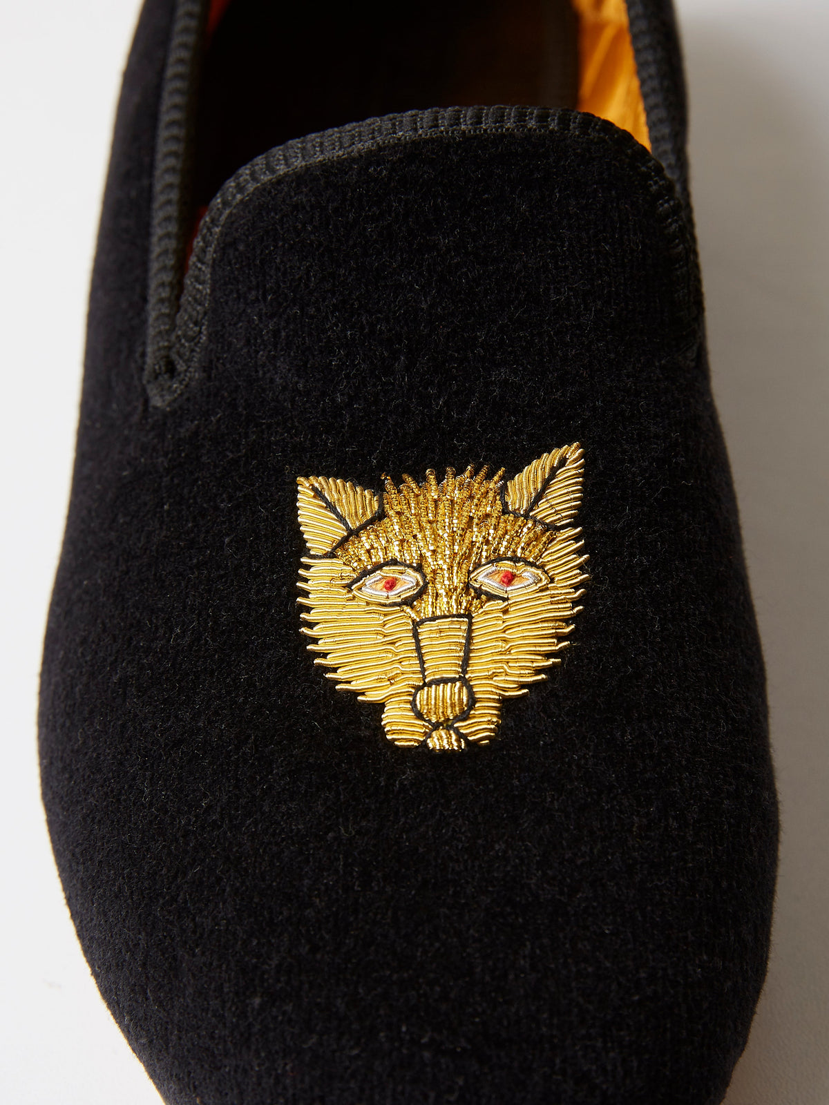 Albert Slipper Hand-Embroidered in Black Velvet, view 4
