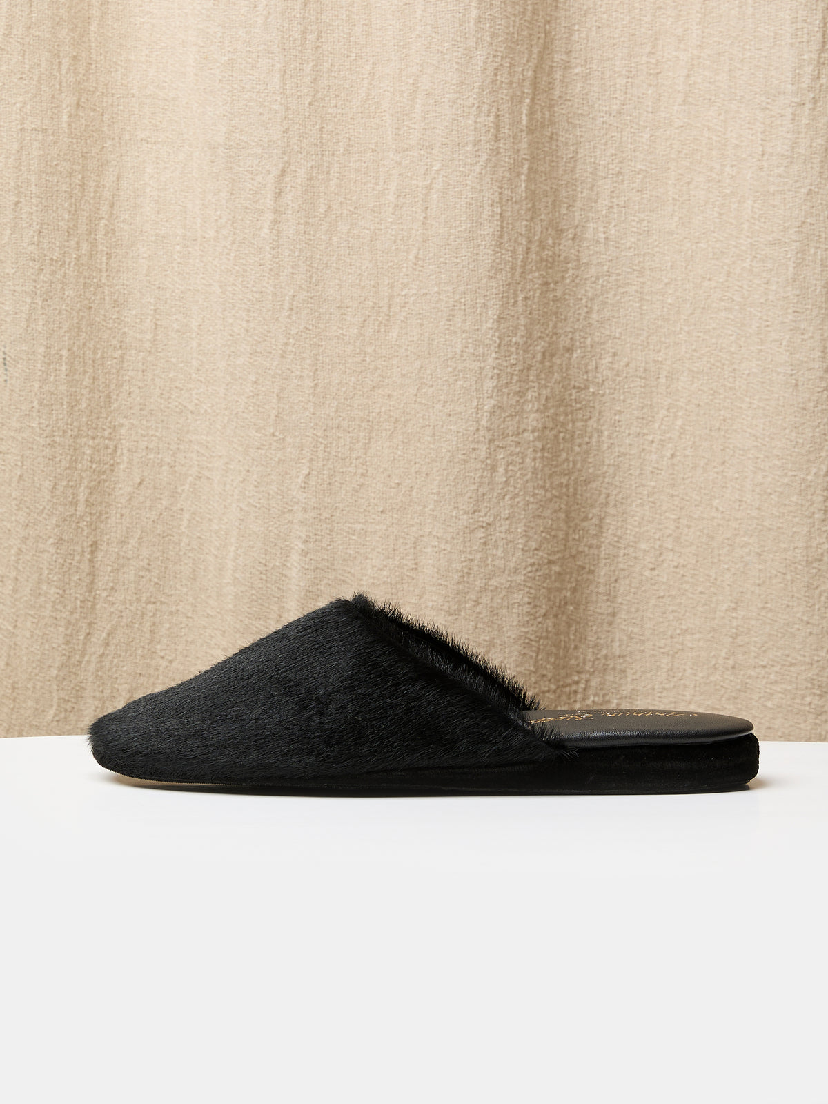 Globetrotter Glide Mule in Black pony hair, view 3