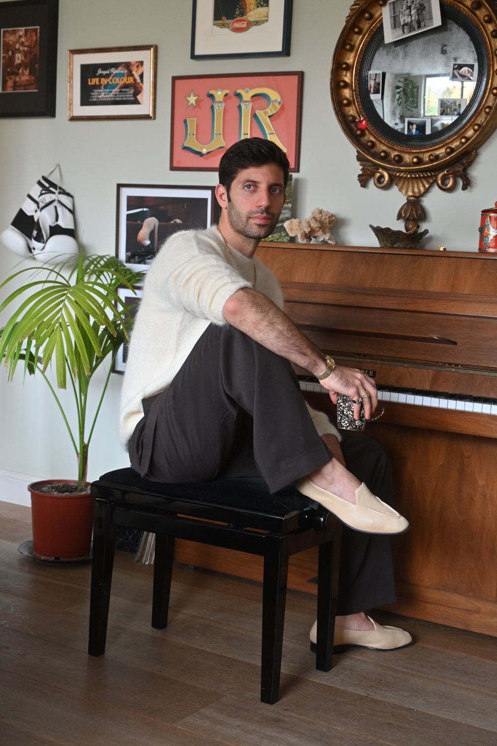 At the piano
