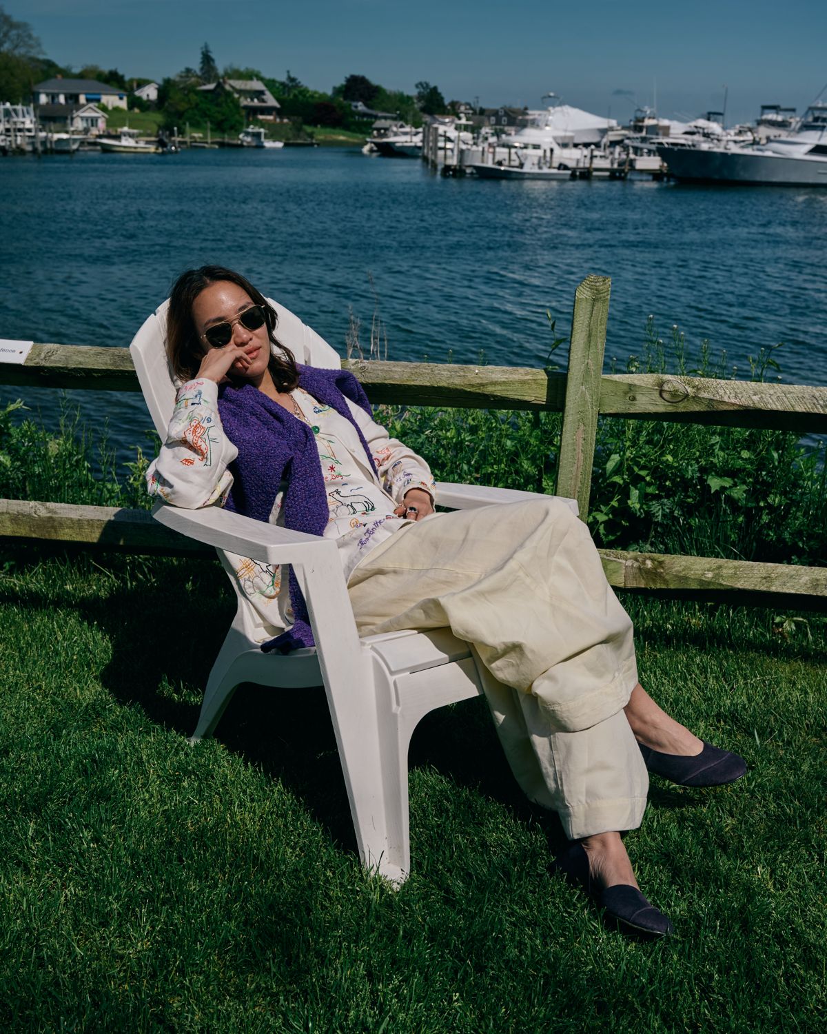 By the water