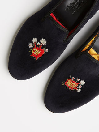 Motif Embroidered Slippers - Men