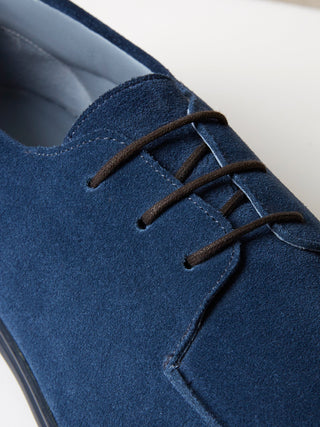 Nerano Blue Suede Laced Pablos with Navy Rubber Soles