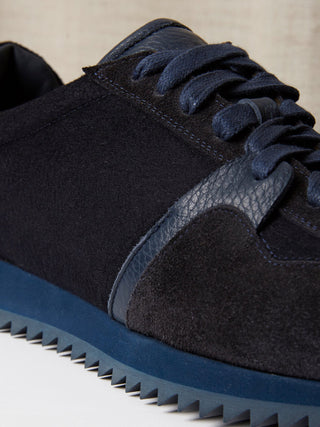Blue Cashmere, Suede, and Deer Sneaker