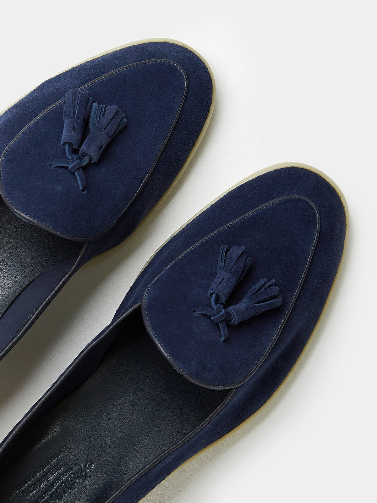 Belgian Loafer in Unlined Navy Suede, view 3