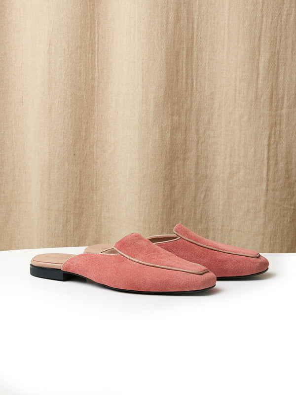 Belgian Mule in Coral Pink Suede