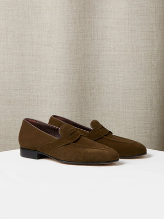 The Caledonian Loafer in Olive Green Suede
