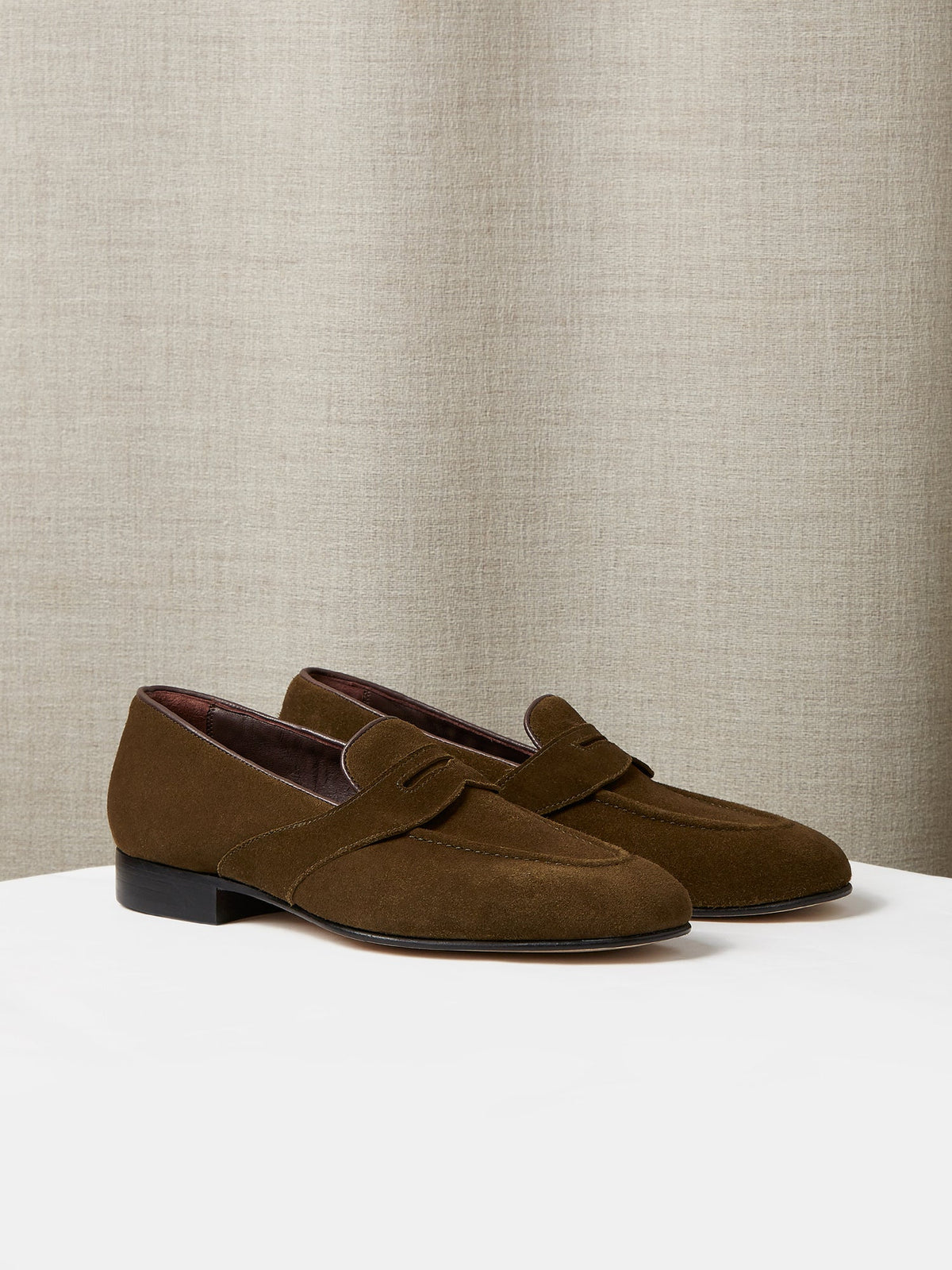 The Caledonian Loafer in Olive Green Suede, view 1