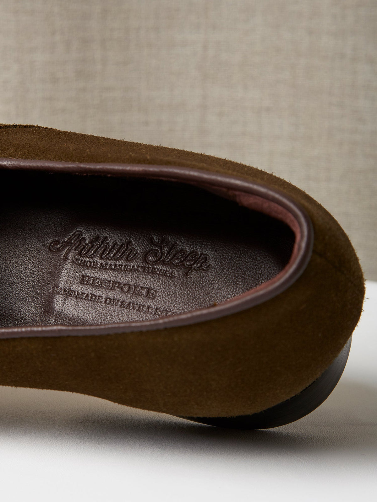 The Caledonian Loafer in Olive Green Suede, view 4